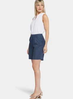 NYDJ Relaxed Shorts In Stretch Linen Navy 6