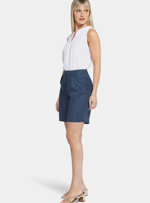 NYDJ Relaxed Shorts In Stretch Linen Navy 6