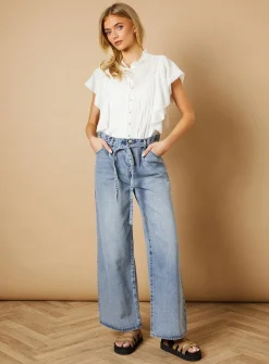 OASIS Denim Wide Leg Jean With Self Tie 16