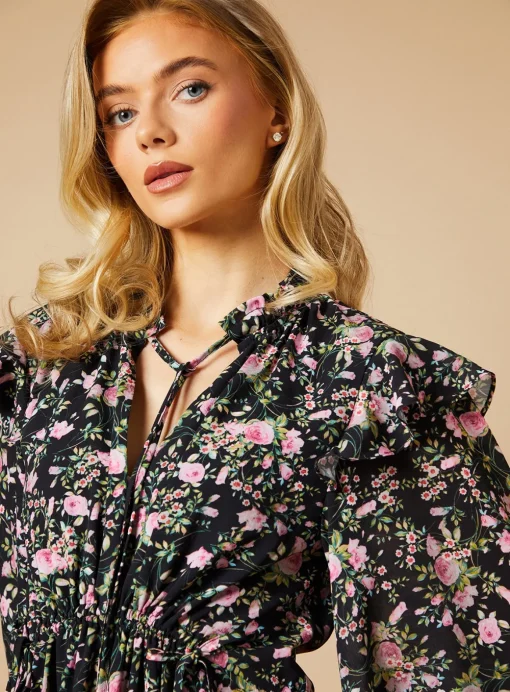 OASIS Floral Drawstring Waist Midi Dress 10