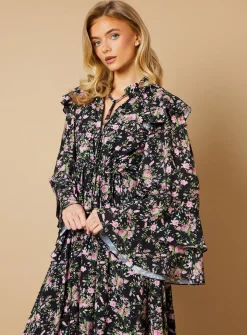 OASIS Floral Drawstring Waist Midi Dress 10