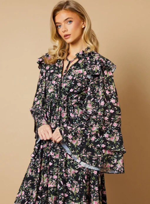 OASIS Floral Drawstring Waist Midi Dress 10