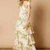 OASIS Floral Printed Chiffon Ruffle Tiered Maxi Dress 18