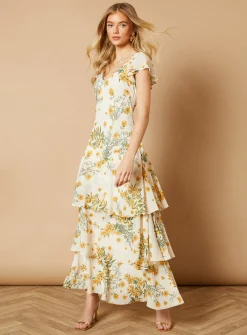 OASIS Floral Printed Chiffon Ruffle Tiered Maxi Dress 18