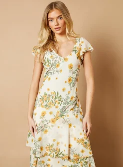 OASIS Floral Printed Chiffon Ruffle Tiered Maxi Dress 18