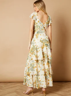 OASIS Floral Printed Chiffon Ruffle Tiered Maxi Dress 18