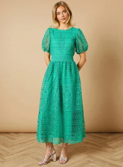 OASIS Lace Puff Sleeve Midaxi Dress 8