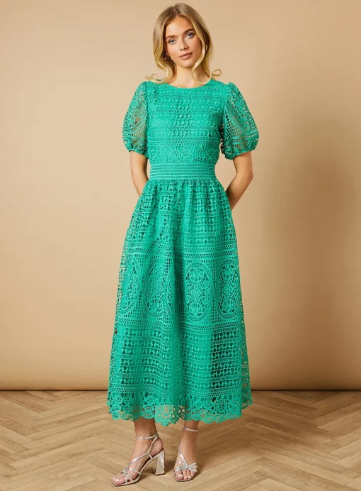 OASIS Lace Puff Sleeve Midaxi Dress 8