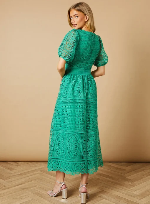 OASIS Lace Puff Sleeve Midaxi Dress 8