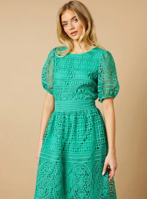 OASIS Lace Puff Sleeve Midaxi Dress 8