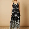 OASIS Mono Cutwork Floral Embroidered Strappy Midi Dress 12