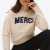 Oatmeal Merci Slogan Crew Sweatshirt XXL