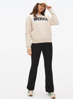 Oatmeal Merci Slogan Crew Sweatshirt XXL