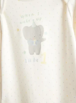 One Year Birthday Print Sleepsuit 9-12 months