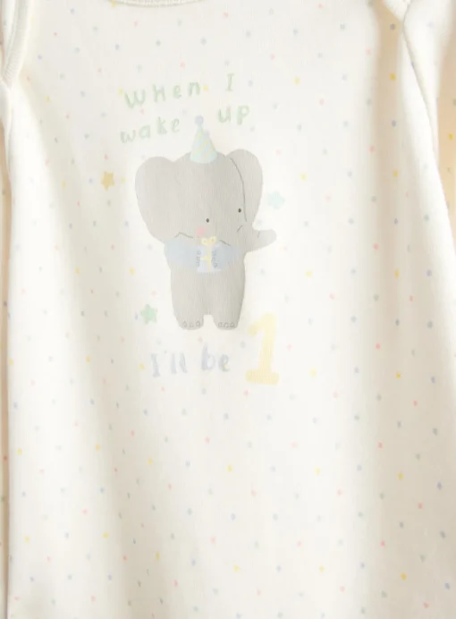 One Year Birthday Print Sleepsuit 9-12 months
