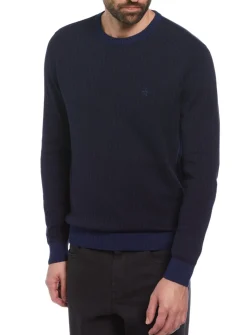 ORIGINAL PENGUIN Cotton Jacquard Sweater In Medieval Blue S