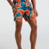 ORIGINAL PENGUIN Floral Print Swim Trunks Blue XL