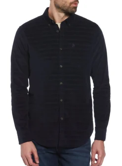ORIGINAL PENGUIN Long Sleeve Dobby Print Corduroy Shirt Navy XL