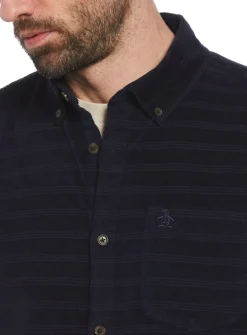 ORIGINAL PENGUIN Long Sleeve Dobby Print Corduroy Shirt Navy XL