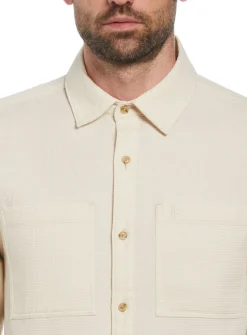 ORIGINAL PENGUIN Long Sleeve Waffle Shirt In Birch S
