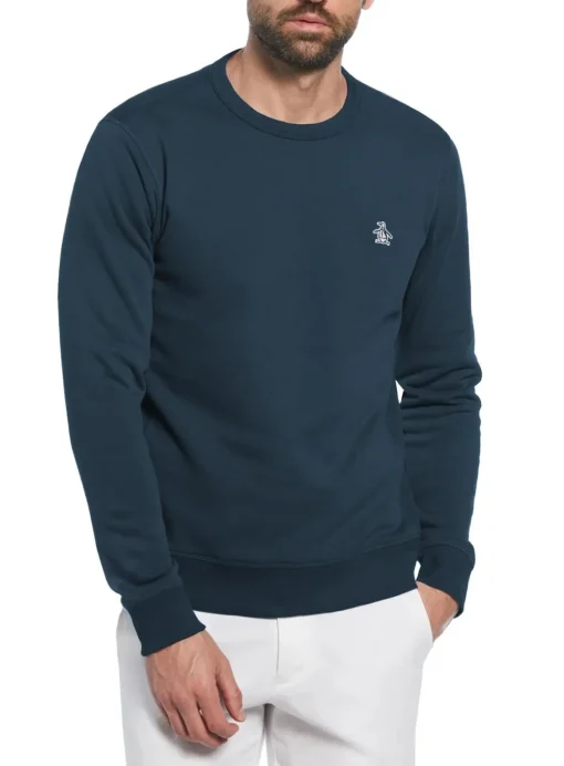 ORIGINAL PENGUIN Sticker Pete Crewneck Sweater Blue L