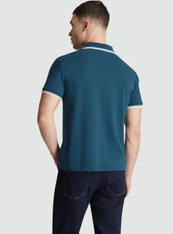 ORIGINAL PENGUIN Sticker Pete Tipped Pique Polo - Teal S