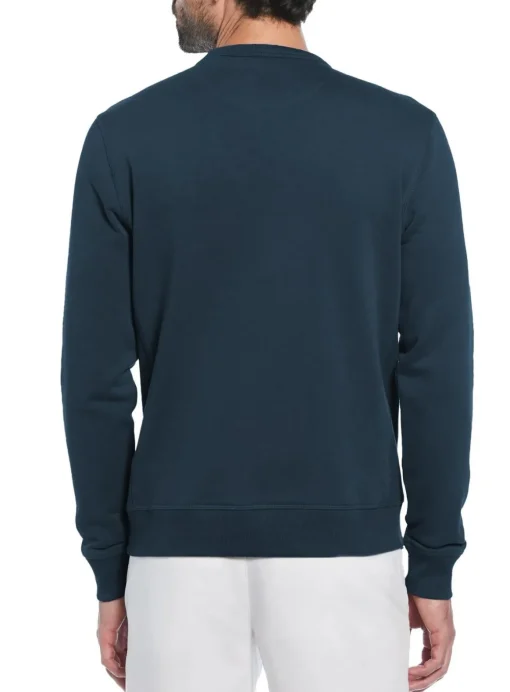 ORIGINAL PENGUIN Sticker Pete Crewneck Sweater Blue L