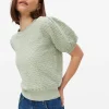 Pale Green Stitch Detail Puff Sleeve Top 24