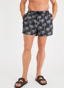 Palm Print Black Shorts XS