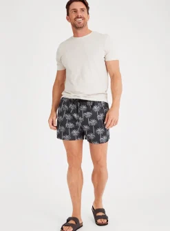 Palm Print Black Shorts XS