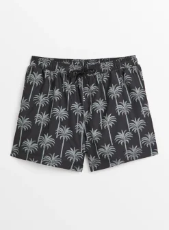 Palm Print Black Shorts XS