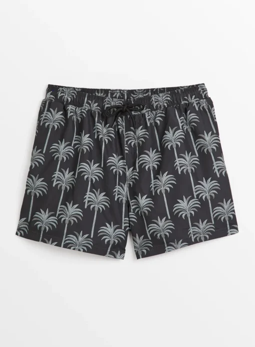 Palm Print Black Shorts XS
