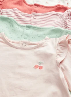 Pastel & Print Long Sleeve Frill Trim Tops 5 Pack 12-18 months