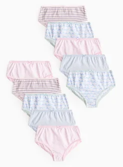Pastel Floral & Stripe Printed Briefs 10 Pack 4-5 years