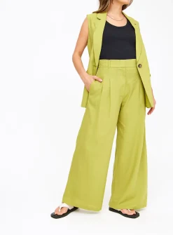 Pear Ultra Wide Leg Linen Trousers 22L
