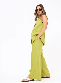 Pear Ultra Wide Leg Linen Trousers 22L