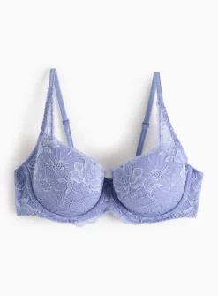 Periwinkle Floral Lace Padded Bra 40DD