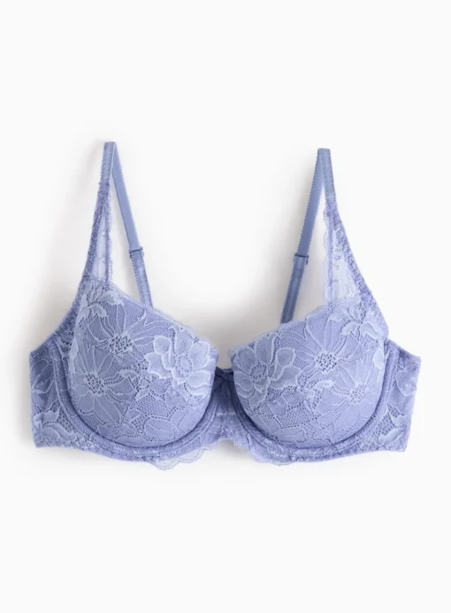 Periwinkle Floral Lace Padded Bra 40DD