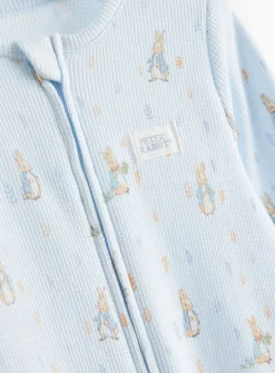 Peter Rabbit Blue Ribbed Sleepsuit 9-12 months