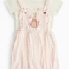 Peter Rabbit Bodysuit & Pink Bibshorts Set 9-12 months