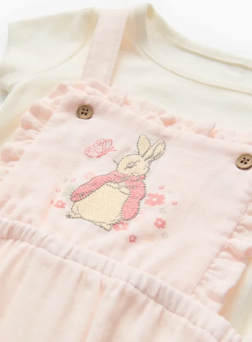 Peter Rabbit Bodysuit & Pink Bibshorts Set 9-12 months