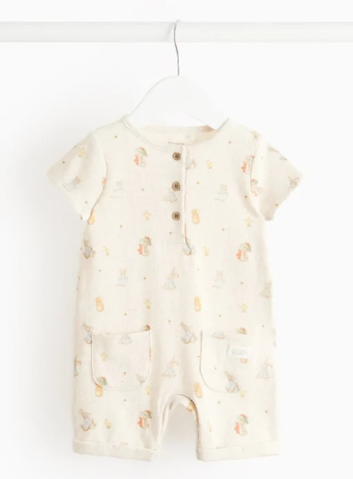 Peter Rabbit Cream Waffle Short Sleeve Romper 9-12 months