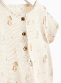 Peter Rabbit Cream Waffle Short Sleeve Romper 9-12 months