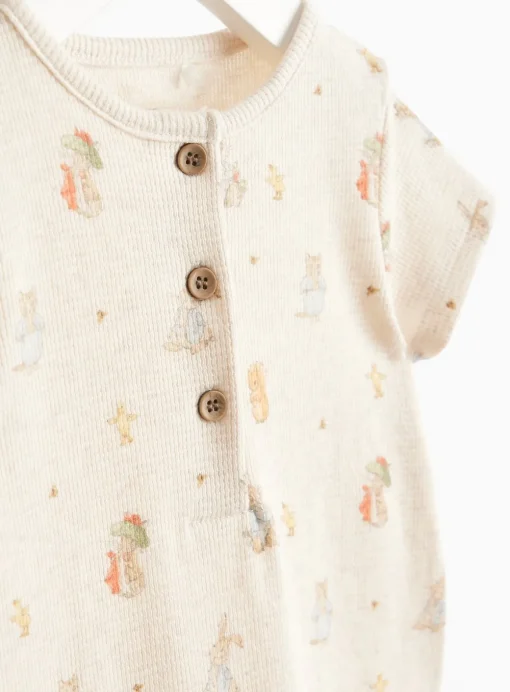 Peter Rabbit Cream Waffle Short Sleeve Romper 9-12 months