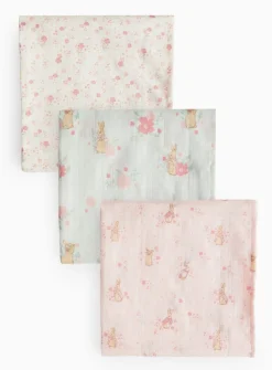 Peter Rabbit Floral Muslin Cloths 3 Pack One Size