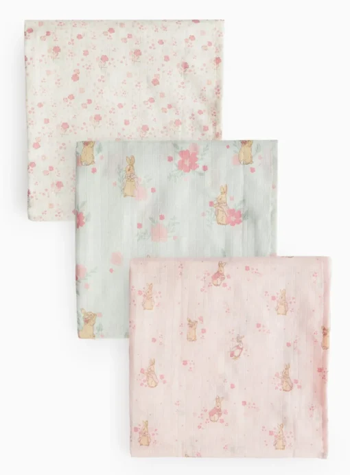 Peter Rabbit Floral Muslin Cloths 3 Pack One Size