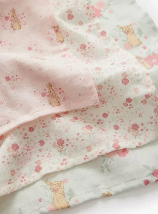 Peter Rabbit Floral Muslin Cloths 3 Pack One Size
