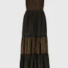 PETITE Black & Gold Tiered Maxi Dress - 20