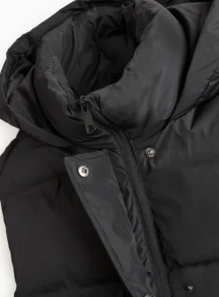 PETITE Black Padded Longline Hooded Gilet S