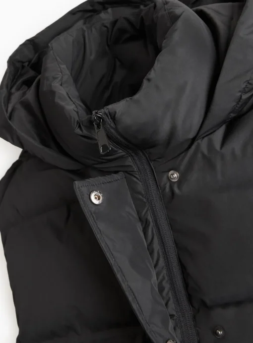 PETITE Black Padded Longline Hooded Gilet S